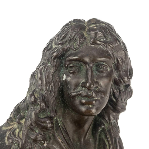 220 - After the Antique late 19th century bronze bust of Moliere. Signed F Barbedienne Fonduer with Reduct... 