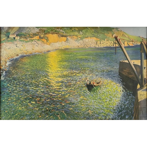 24 - A coloured print of Lamorna harbour, after Laura Knight. Oak framed and glazed, 41X63cm.