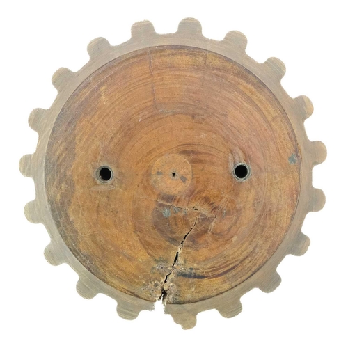 244 - A hardwood cog pattern, stamped Levant March 1912. Probably Holman's, diameter 17cm.