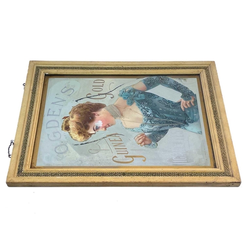 256 - An advertising mirror by A H Pemberton Liverpool circa 1900. Ogden's Guinea Gold Cigarettes, 57cm x ... 