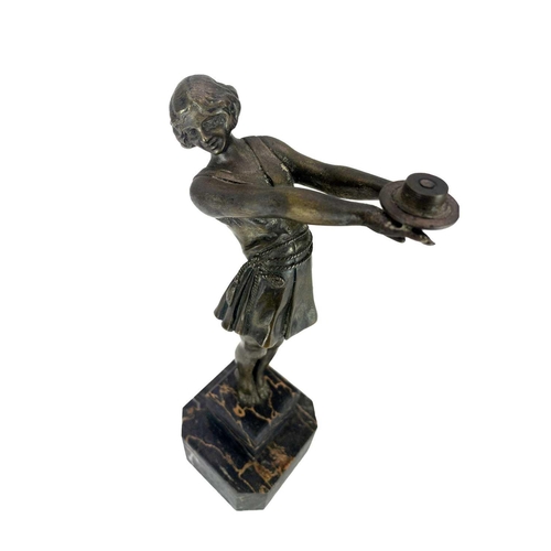 258 - An Art Deco bronze figure in the manner of Emile Carlier. Modelled as a female dancer on a stepped m... 