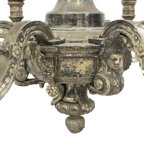 270 - An early 20th century silvered metal Marazin style six branch chandelier. Height 53cm diameter 63cm.... 