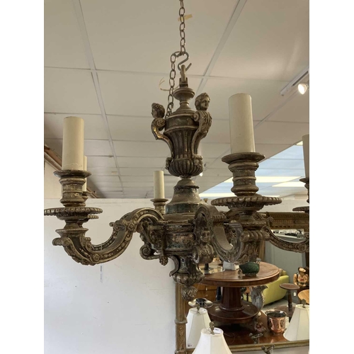 270 - An early 20th century silvered metal Marazin style six branch chandelier. Height 53cm diameter 63cm.... 