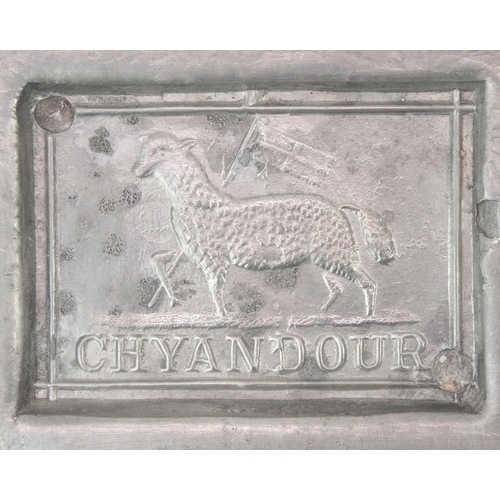 292 - A tin ingot stamped Bolitho & Sons, Penzance. Also stamped Chyandour below a lamb and flag, 40.5X13c... 