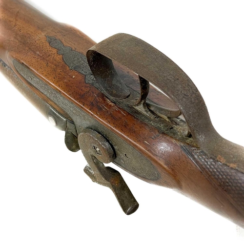 302 - A percussion double barrelled sporting shotgun by Wm Murdoch. Circa 1850, signed to the lockplates a... 