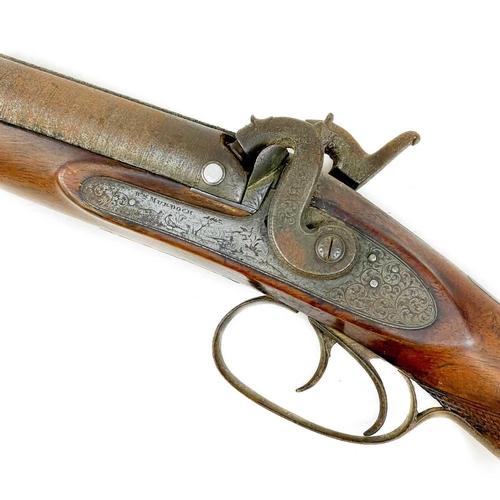 302 - A percussion double barrelled sporting shotgun by Wm Murdoch. Circa 1850, signed to the lockplates a... 