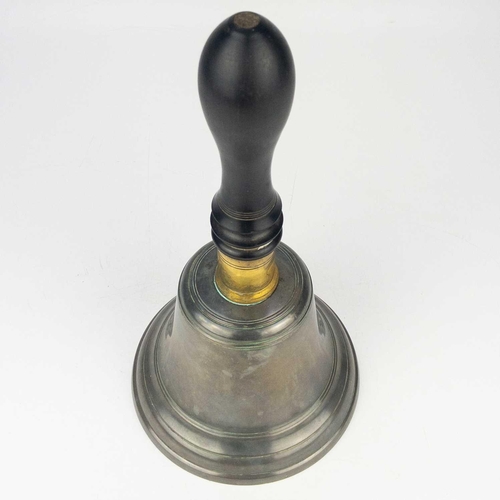 305 - A Victorian handbell. With turned ebony handle and brass mount, height 28cm. Fowke family Lowesby Ha... 