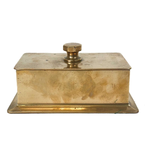 31 - A large substantial brass blotter and desk tidy. Height 7cm width 20cm depth 12cm, together with a l... 