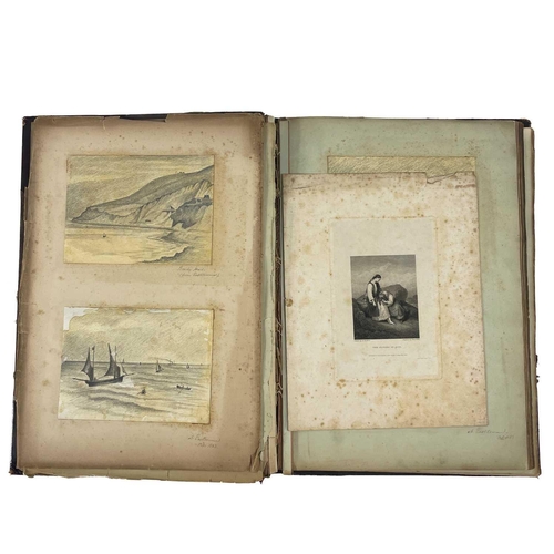 310 - A folio of artwork and sketches. Along with two sketch albums and loose drawings, including views of... 