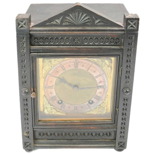 321 - A Winterhalder & Hoffmeier German mantel clock. The eight-day movement with a square brass dial, str... 