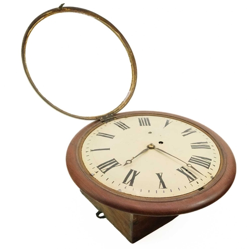 330 - A mahogany fusee 8-day wall clock circa 1840. With painted dial Roman numerals and minute track, dia... 