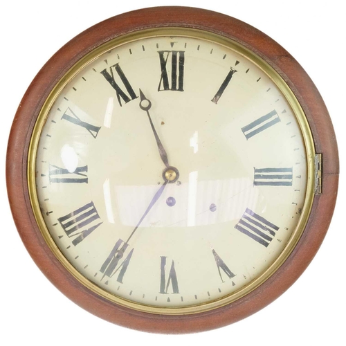 330 - A mahogany fusee 8-day wall clock circa 1840. With painted dial Roman numerals and minute track, dia... 