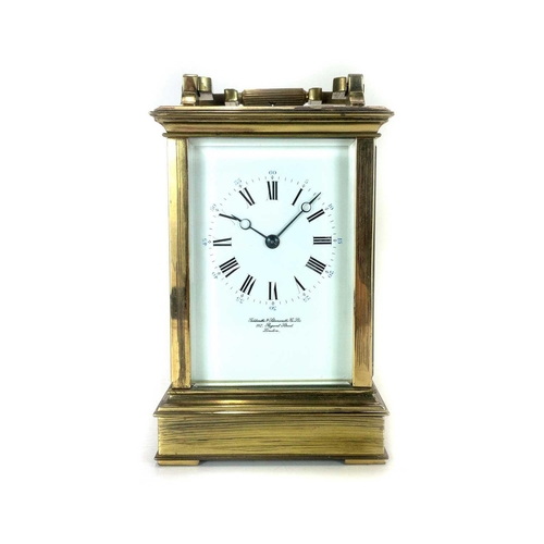 332 - A Goldsmiths and Silversmiths French made repeating carriage clock. Of large proportions, circa 1900... 