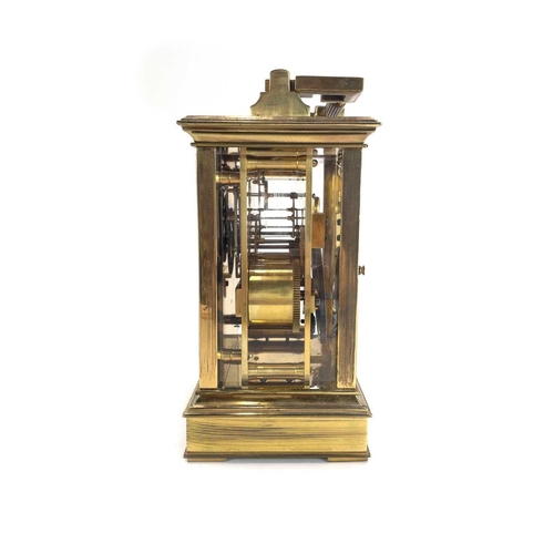 332 - A Goldsmiths and Silversmiths French made repeating carriage clock. Of large proportions, circa 1900... 