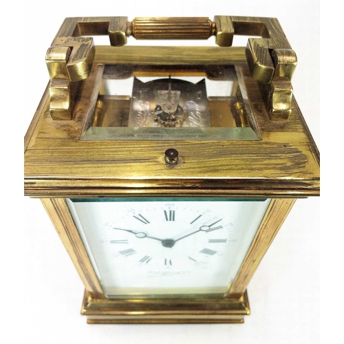 332 - A Goldsmiths and Silversmiths French made repeating carriage clock. Of large proportions, circa 1900... 