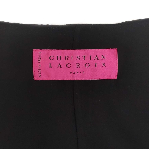 339 - Christian Lacroix black suit jacket. With two Lacroix skirts, another Christian Lacroix pinstripe ja... 