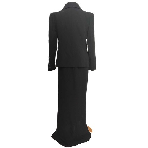 339 - Christian Lacroix black suit jacket. With two Lacroix skirts, another Christian Lacroix pinstripe ja... 