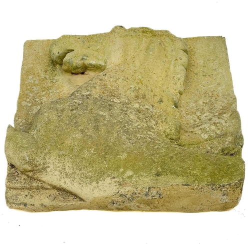 361 - A reconstituted stone plaque of a horse. Height 56cm, width 50cm.