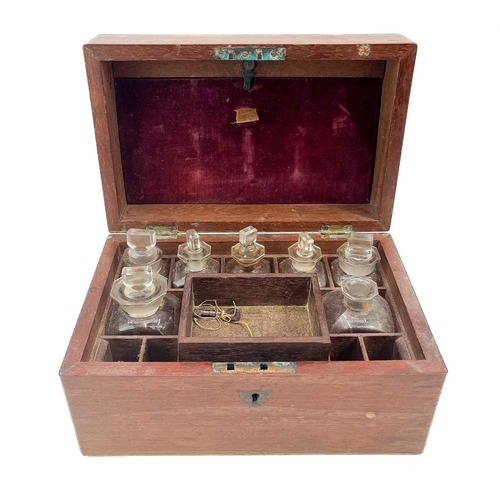 4 - A late 19th century mahogany apothecary box. The hinged lift top encloses a lift out section and an ... 