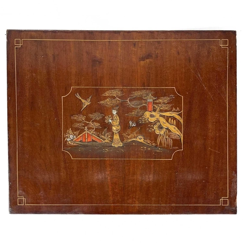 40 - A pair of chinoiserie wooden panels. 59cm x 74.5cm.