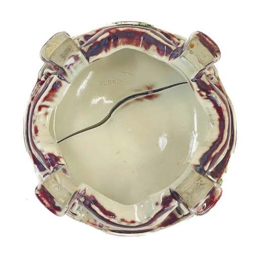 401 - A Ruskin high-fired bowl, sang de boeuf glaze with incised border. With incised border repeated to t... 