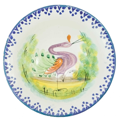 463 - A Continental Maiolica plate decorated a dragon and verse. 19th century, diameter 21.5cm, another si... 