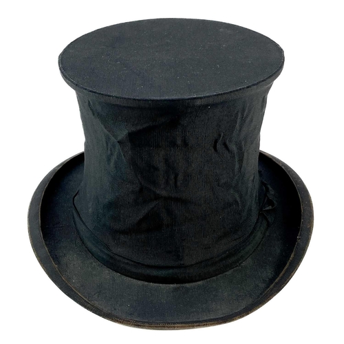 47 - A Tress & Co silk top hat. In original box; Together with a collapsible opera hat made by 'The cork ... 