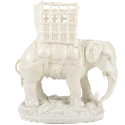 475 - A rare W H Goss white porcelain figure of an elephant with howdah. Impressed mark, height 15.5cm, to... 