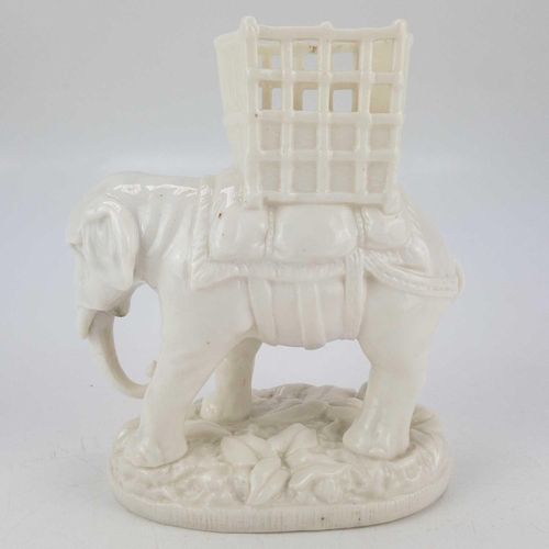 475 - A rare W H Goss white porcelain figure of an elephant with howdah. Impressed mark, height 15.5cm, to... 