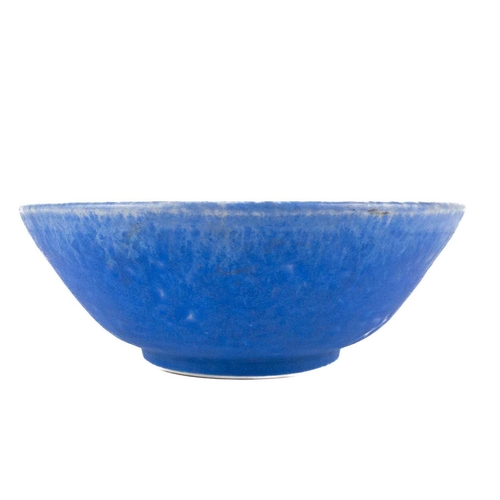 477 - A Ruskin blue glazed crystalline pottery bowl. Dated 1927, with typical running glazes, impressed ma... 