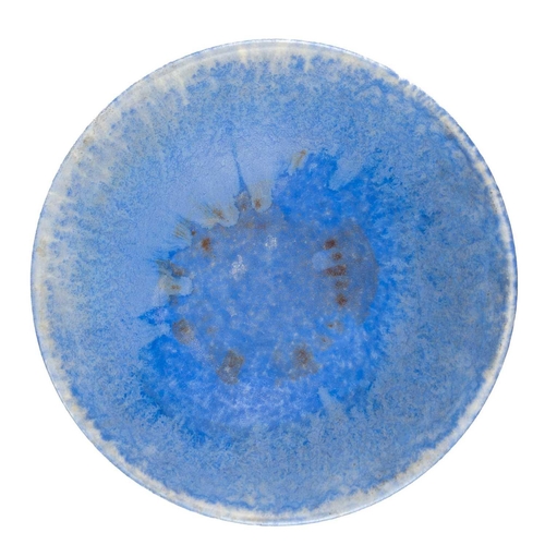 477 - A Ruskin blue glazed crystalline pottery bowl. Dated 1927, with typical running glazes, impressed ma... 