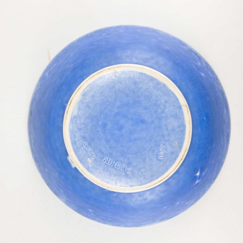 477 - A Ruskin blue glazed crystalline pottery bowl. Dated 1927, with typical running glazes, impressed ma... 