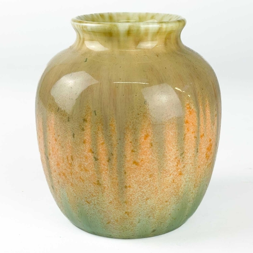 478 - A Ruskin pottery ovoid vase. In crystalline glaze with gold flecks, impressed Ruskin England 1932 ma... 