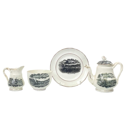 486 - A Victorian bone china child's part tea set. Each printed in black with titled views of 'Rhyl from t... 