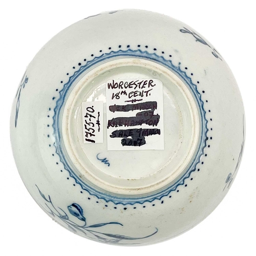 494 - A Worcester blue and white porcelain sugar bowl. Painted with the Narcissus pattern, Script W mark, ... 