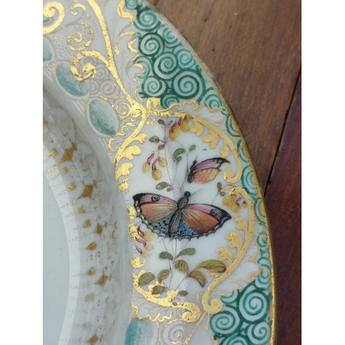 495 - A Worcester leaf shape dish. Circa 1760, polychrome painted with a dishevelled bird and insects, wid... 