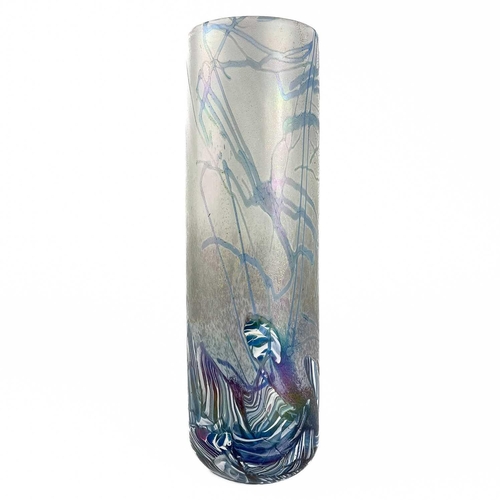 499 - An Isle of Wight tall glass vase. Height 29cm together with another Isle of Wight glass vase and a V... 