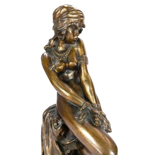 5 - An early 20th century bronze figure of Angelica chained to the rock. Height 43cm.