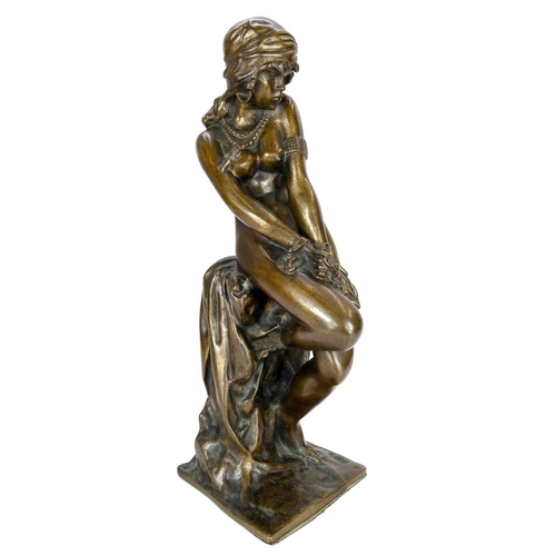 5 - An early 20th century bronze figure of Angelica chained to the rock. Height 43cm.