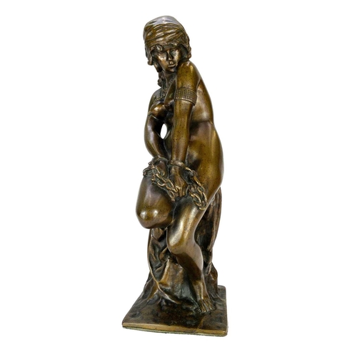 5 - An early 20th century bronze figure of Angelica chained to the rock. Height 43cm.