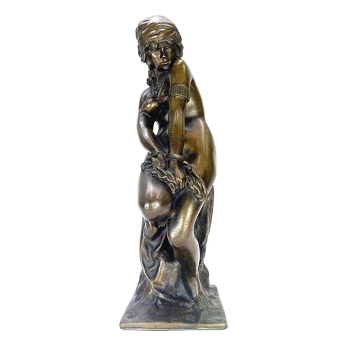 5 - An early 20th century bronze figure of Angelica chained to the rock. Height 43cm.