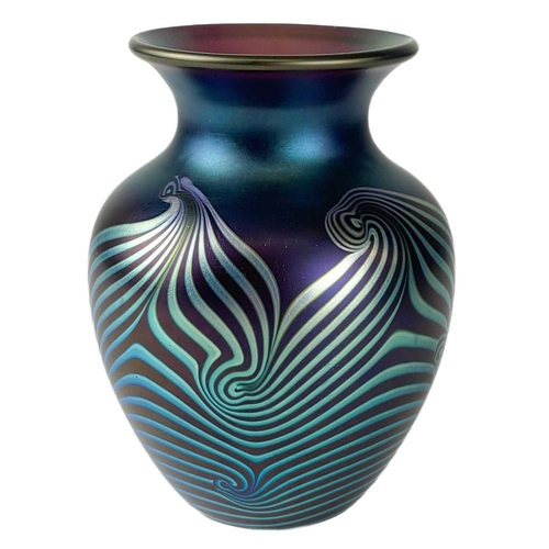 500 - An Okra art glass iridescent vase by Richard Golding. Etched to the base Okra Glass Guild Founding M... 