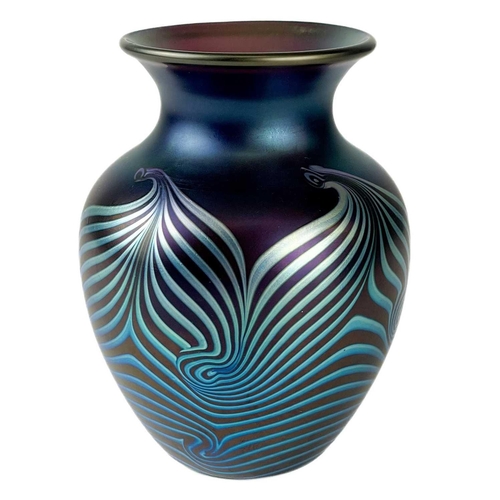 500 - An Okra art glass iridescent vase by Richard Golding. Etched to the base Okra Glass Guild Founding M... 