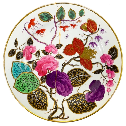 502 - Five Derby and English porcelain plates. Circa 1800-1820, including a Derby floral painted example, ... 