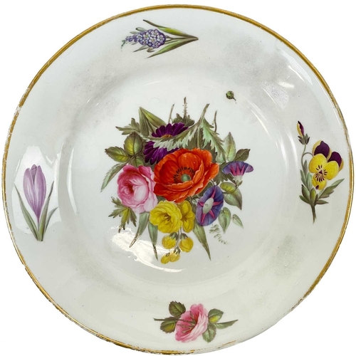 502 - Five Derby and English porcelain plates. Circa 1800-1820, including a Derby floral painted example, ... 