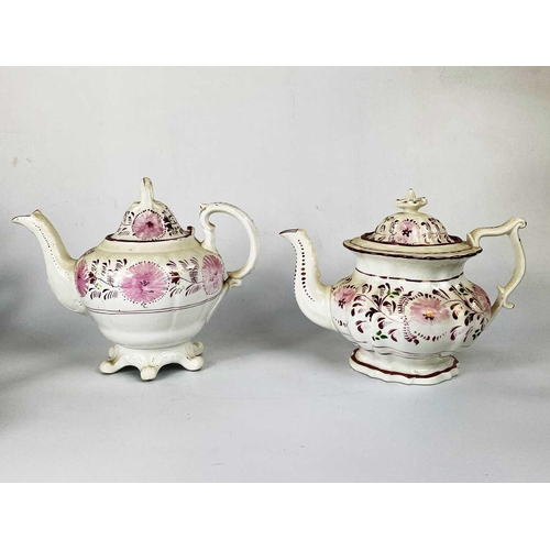 513 - A collection of nine assorted teapots. Including two Wedgwood SYP teapots and covers, pink lustre ex... 