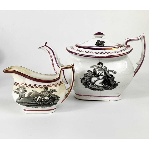 513 - A collection of nine assorted teapots. Including two Wedgwood SYP teapots and covers, pink lustre ex... 