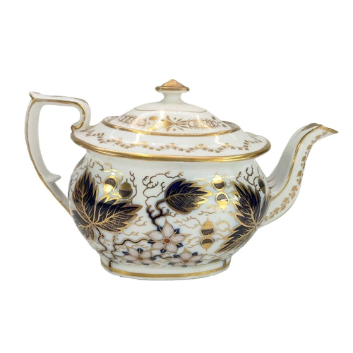 541 - A Ridgway porcelain teapot and cover. Circa 1820, of London shape, the apple green and gilt ground w... 