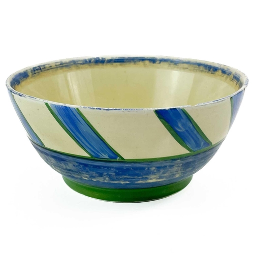 551 - An early Clarice Cliff Bizarre Newport Pottery bowl. Decorated with geometric design in blue and gre... 