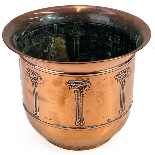 56 - An Art Nouveau copper jardiniere by Beldray. Height 23cm.